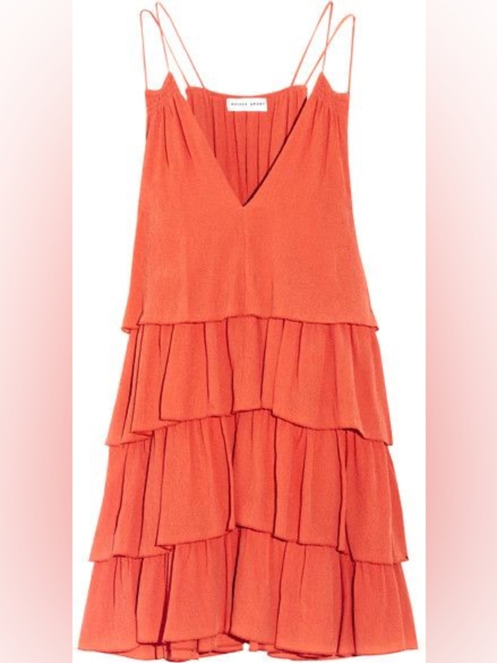 Apiece Apart Canyons Tiered Ruffle Mini Dress Silk-Crepe Coral Size 4